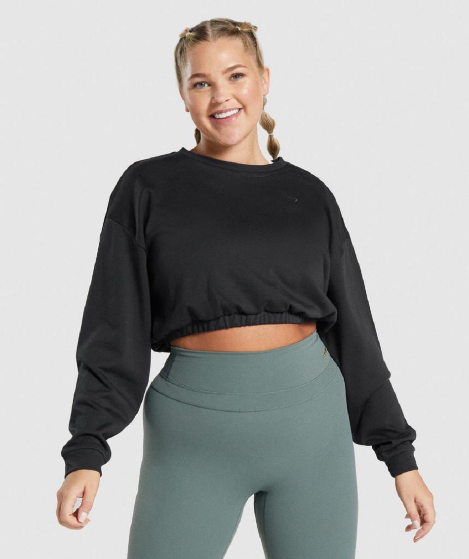 Accessories Damskie Gymshark Whitney Cropped Pullover Czarne | PL 2521FDN